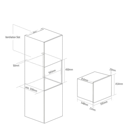 Caple CM108Bk 45cm Black Solo Built In Microwave