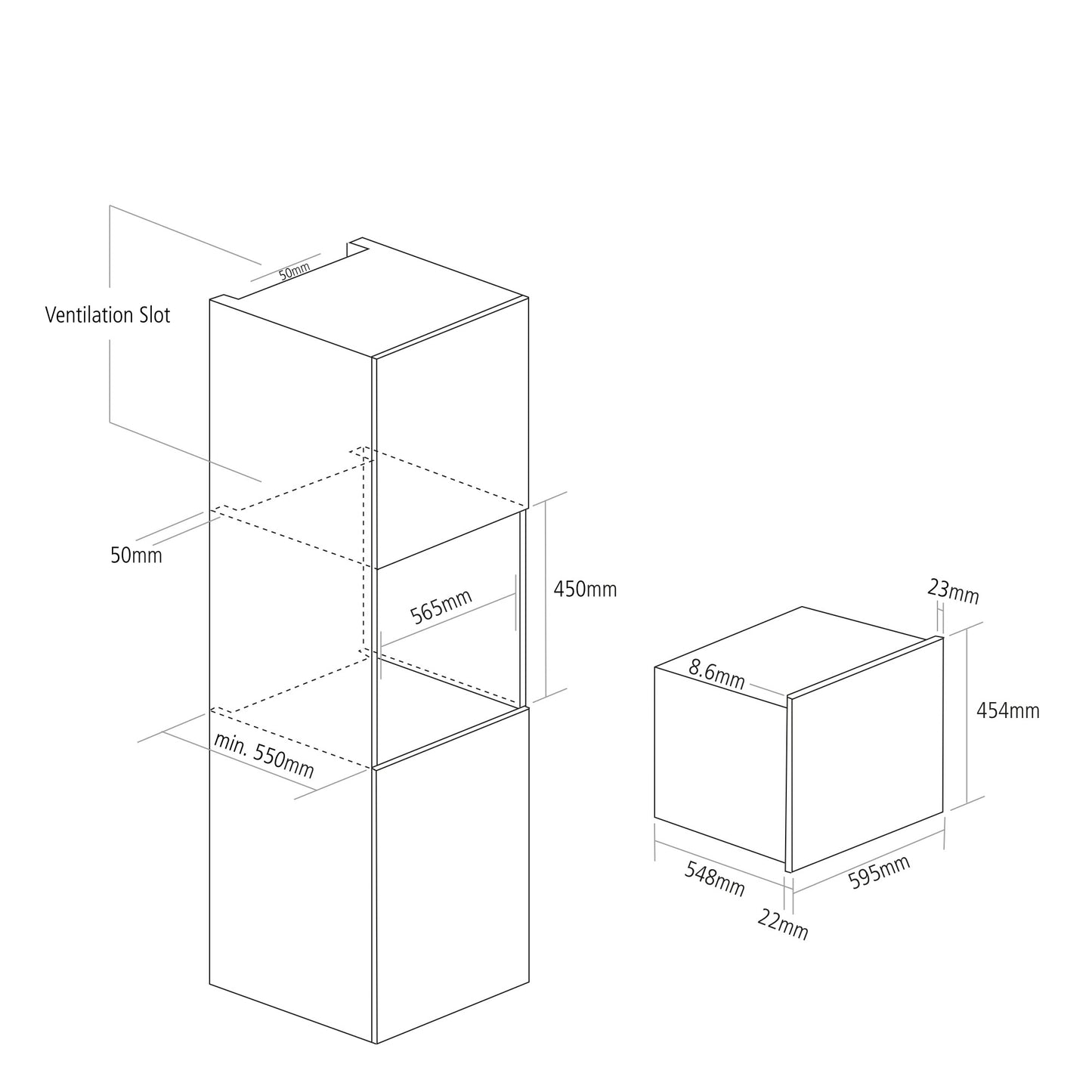 Caple CM108SS 45cm Stainless Steel Solo Built In Microwave