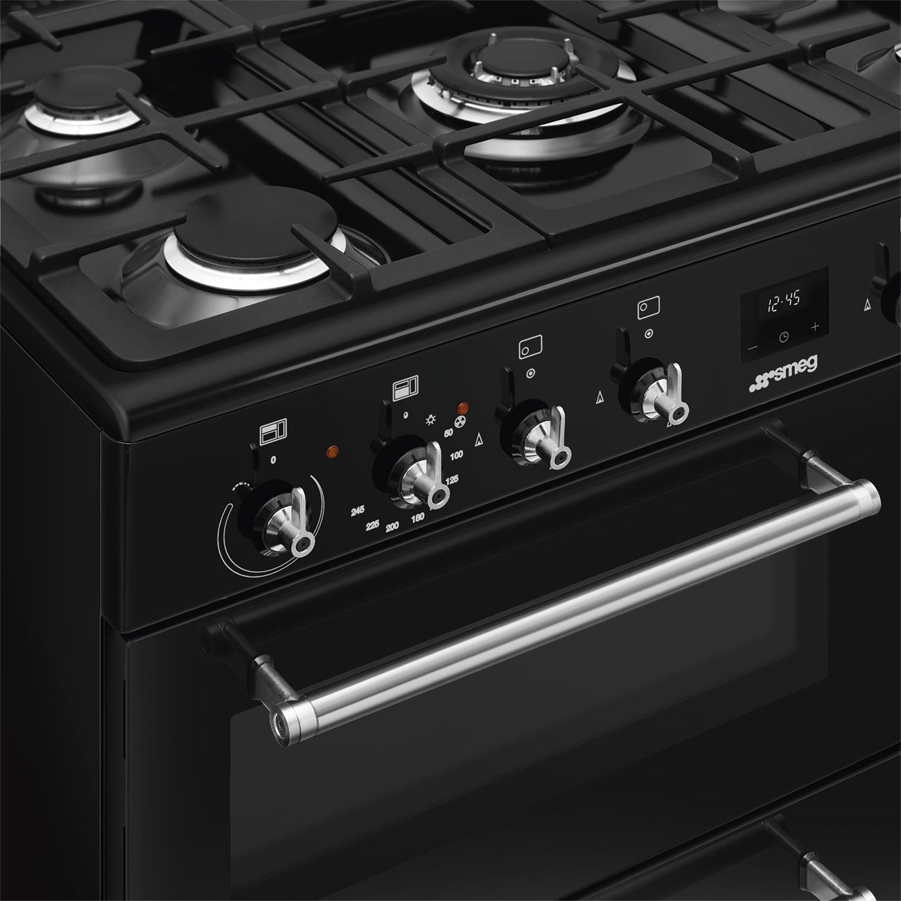 Smeg CX93GMBL 90cm Black Dual Fuel Range Cooker