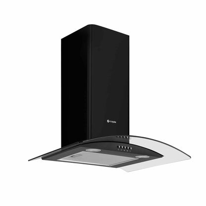 Caple CGC611BK 60cm Black Glass Chimney Cooker Hood