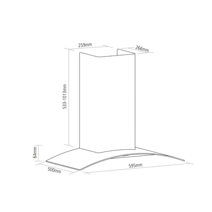 Caple CGC611SS 60cm Stainless Steel Glass Chimney Cooker Hood