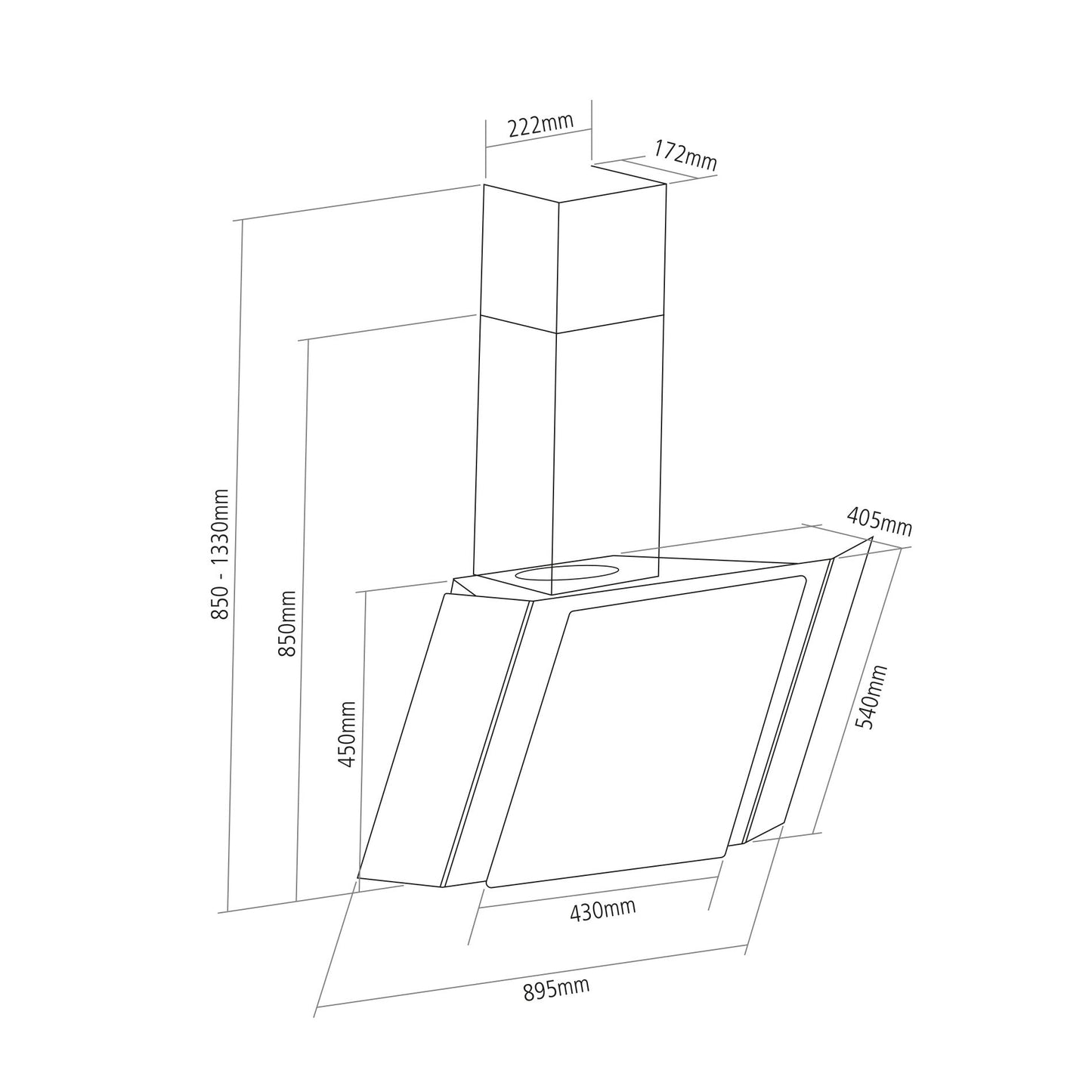 Caple ZEL900GM 90cm Gunmetal Angled Cooker Hood