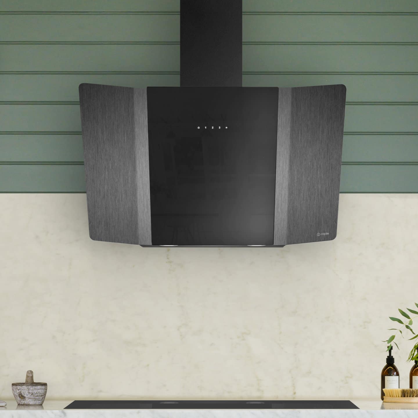 Caple ZEL900GM 90cm Gunmetal Angled Cooker Hood