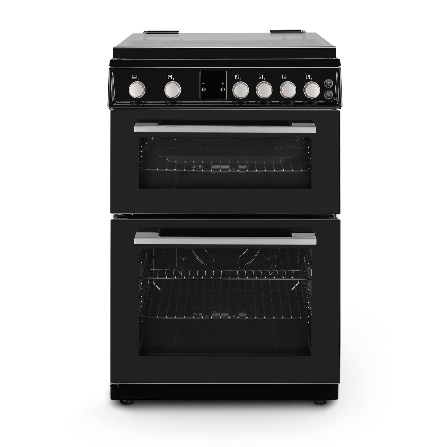 Montpellier MDOG60LK 60CM Black Double Oven Gas Cooker With Glass Lid