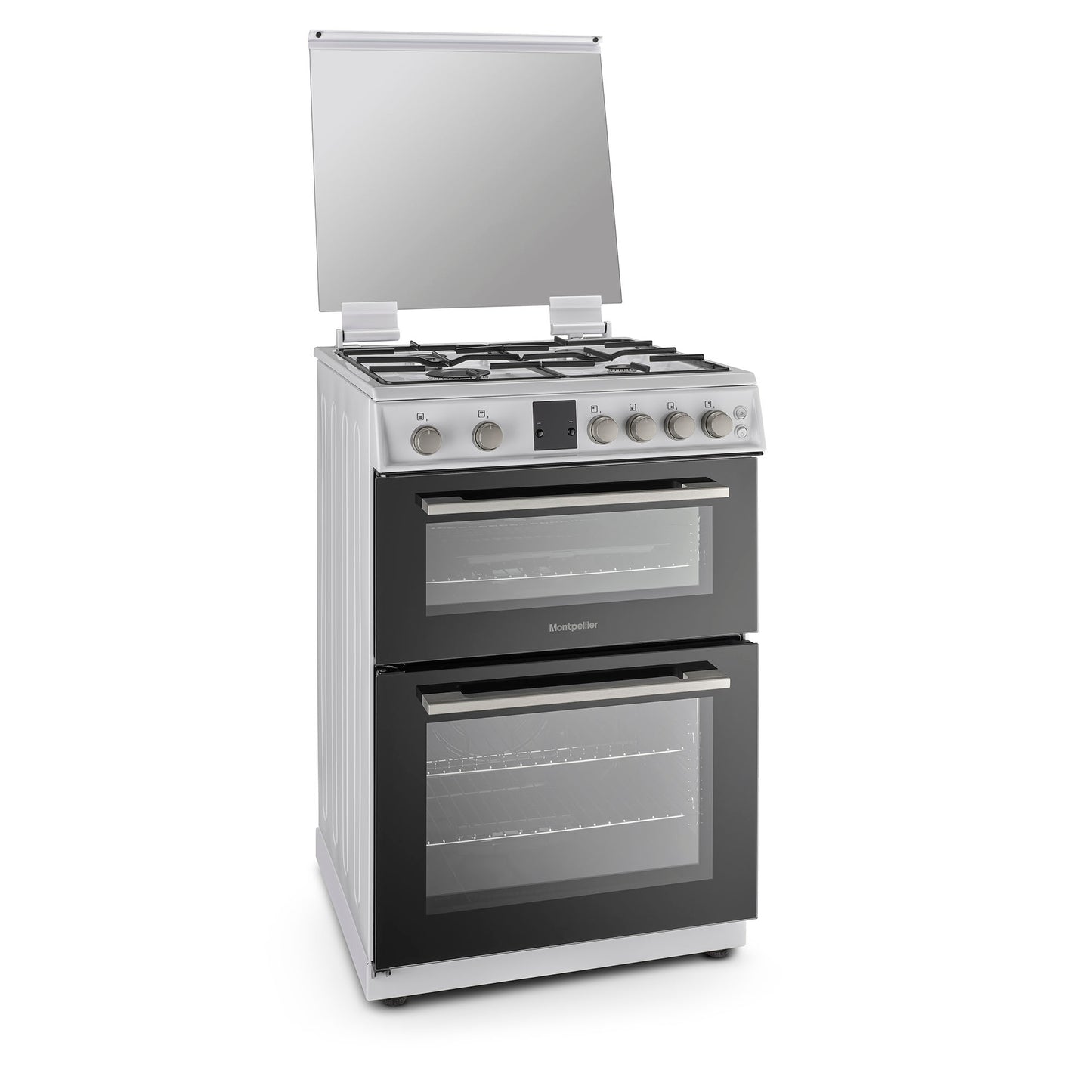 Montpellier MDOG60LW 60CM White Double Oven Gas Cooker With Glass Lid