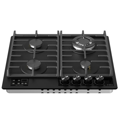 CDA HVG631MB Matte Black 4 Burner Gas On Glass Built In Gas Hob With Off Timer