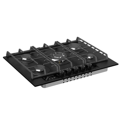 CDA HVG731MB Matte Black Gas On Glass 5 Burner Built In Gas Hob With Off Timer