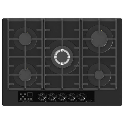 CDA HVG731MB Matte Black Gas On Glass 5 Burner Built In Gas Hob With Off Timer