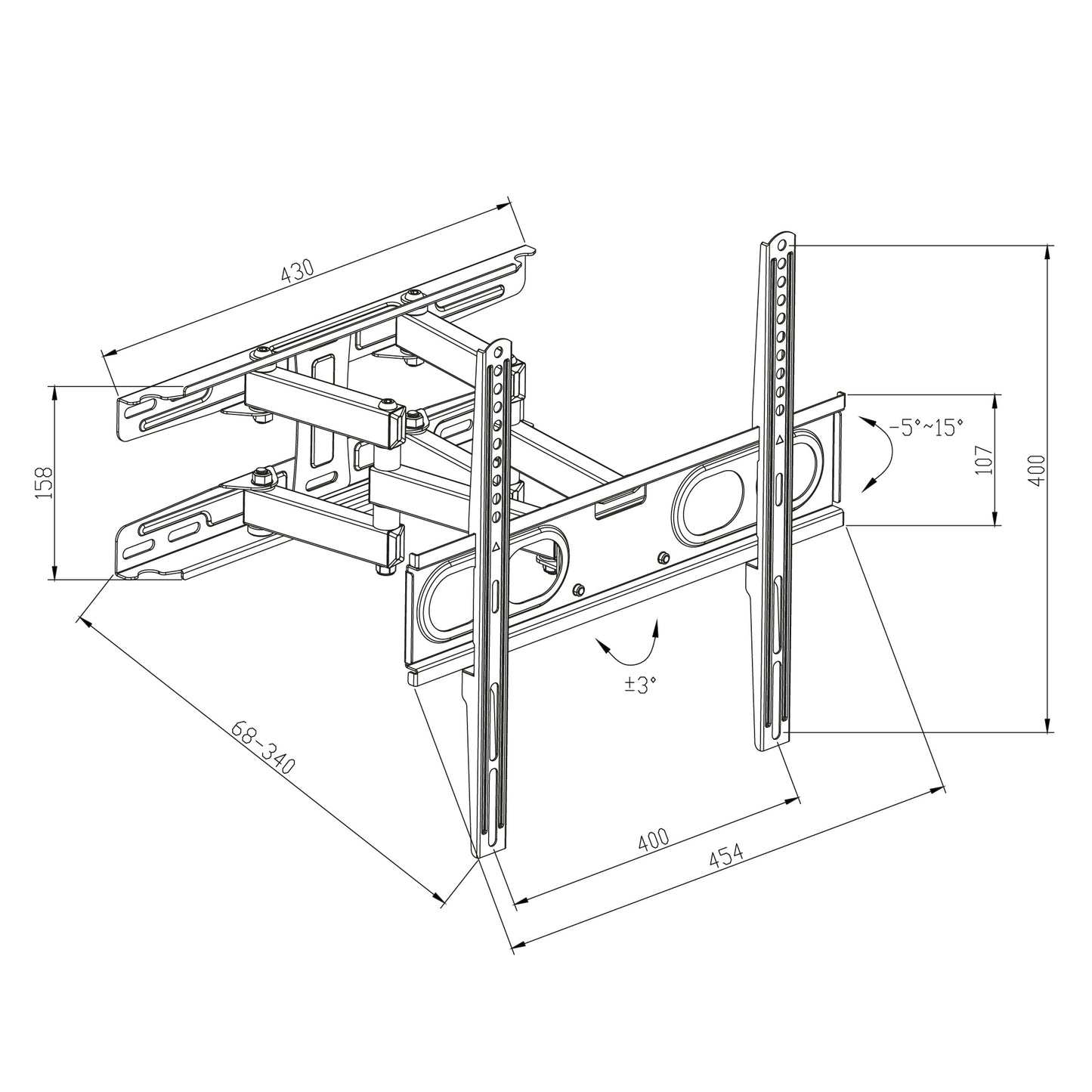 Bracket Full Motion Dual Arm TTAP TTD404DA3 Up To 400mm Vesa