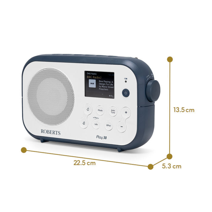 Roberts Play 30 White/Blue Portable Radio