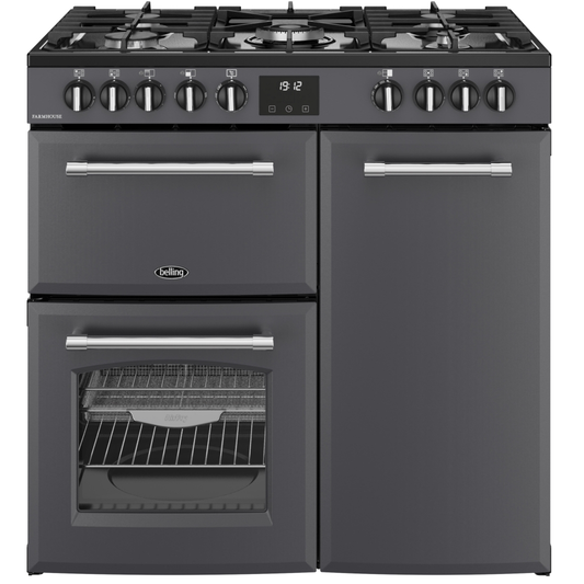 Belling Farmhouse 90DFT Anthracite Dual Fuel Range Cooker