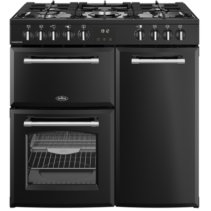 Belling Farmhouse 90DFT Black Dual Fuel Range Cooker