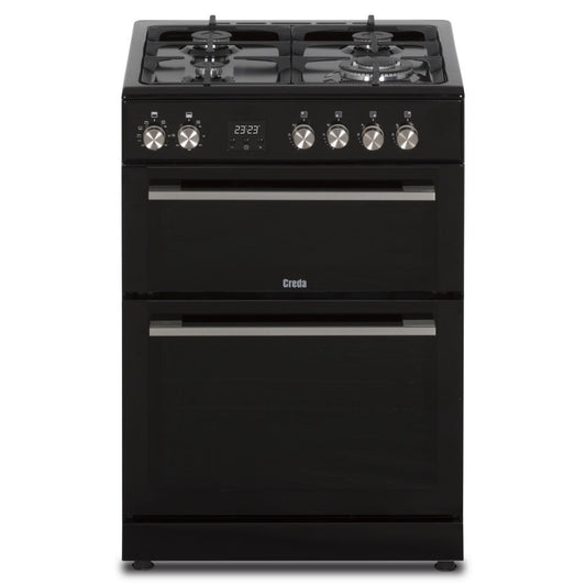 Creda C60DFDOBL 60cm Black Double Oven Dual Fuel Cooker