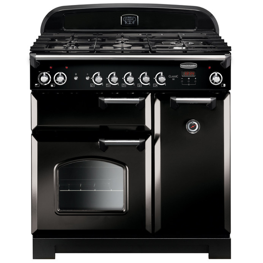 Rangemaster CLA90DFFBL/C Classic Black Dual Fuel Range Cooker