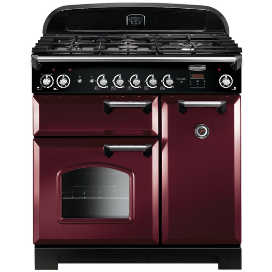 Rangemaster CLA90DFFCY/C Classic Cranberry Dual Fuel Range Cooker