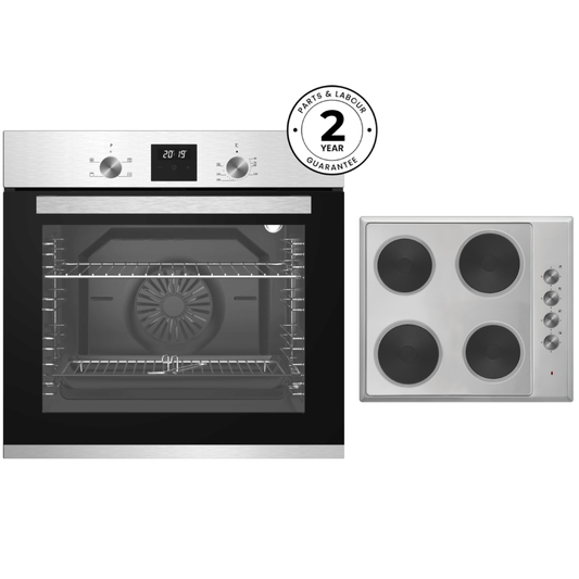 Altimo BISOF2SS Built-In Single Electric Fan Oven & BEHS1SS Solid Plate Hob Package
