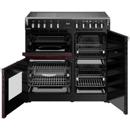 Stoves Richmond Deluxe 90EI Garnet Red Induction Range Cooker With 4 Ovens