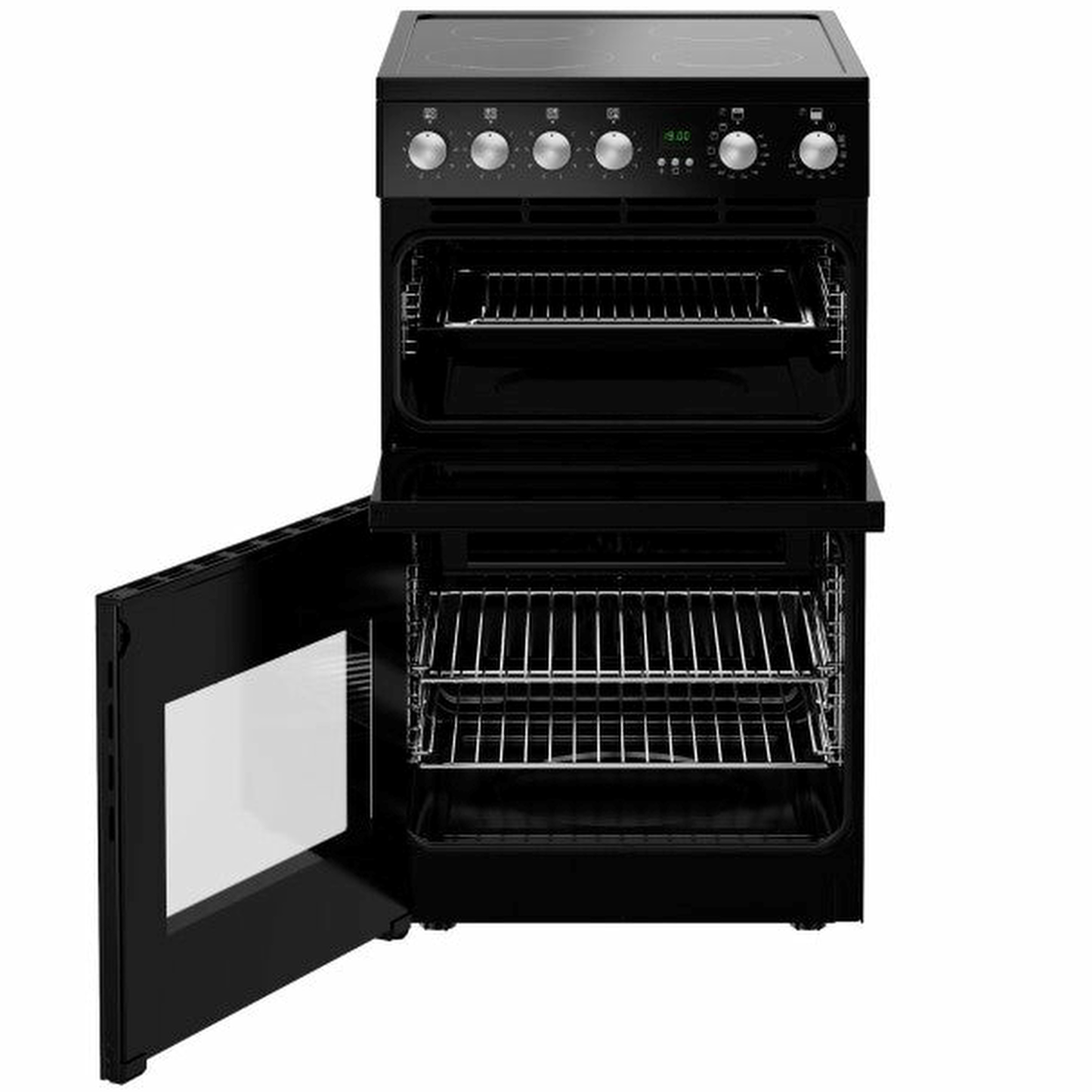 New World NWFDO50EB 50CM Black Electric Double Oven Cooker