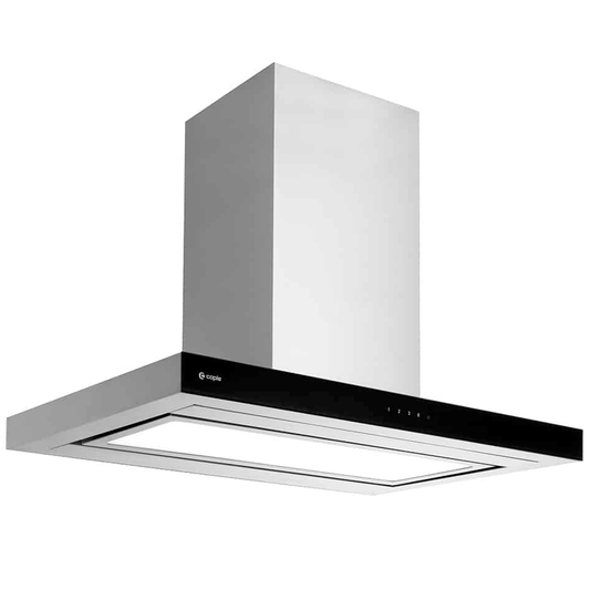 Caple ZI923 90cm Stainless & Black Glass Island Extractor With LED Lighting
