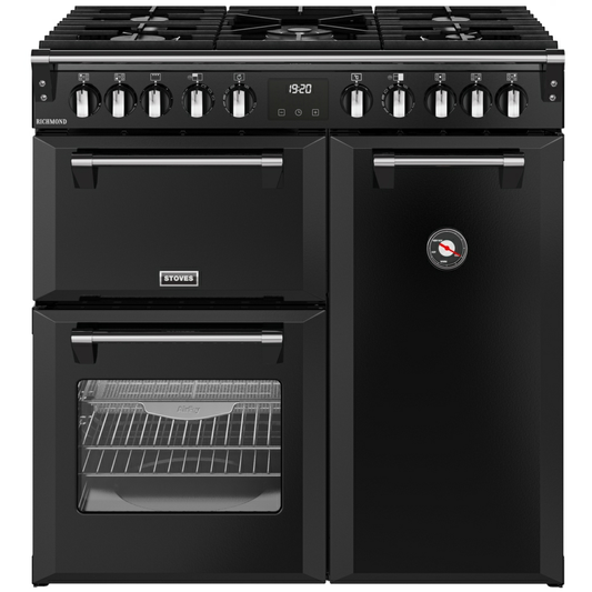 Stoves Richmond 90DFT Black Dual Fuel Range Cooker With 3 Ovens