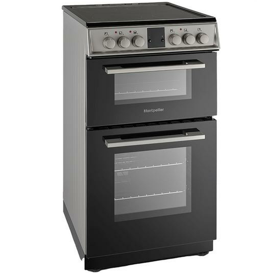 Montpellier MDOC50FS 50CM Silver Double Oven Electric Cooker