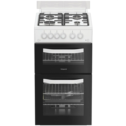 Hotpoint HDG5GCW 50cm Gas Cooker With Double Oven & Glass Lid