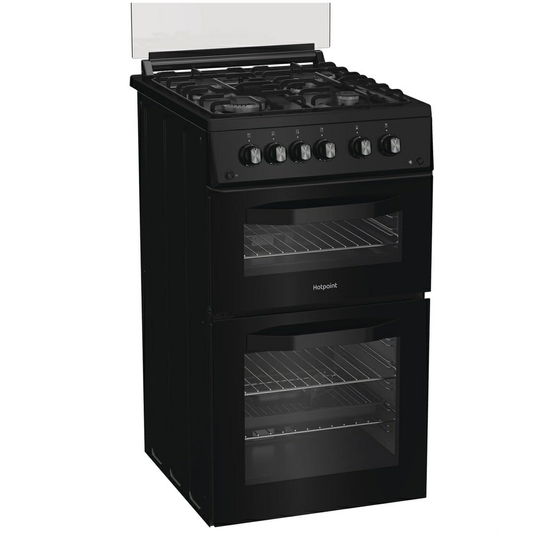 Hotpoint HDG5GCB 50cm Gas Cooker With Double Oven & Glass Lid