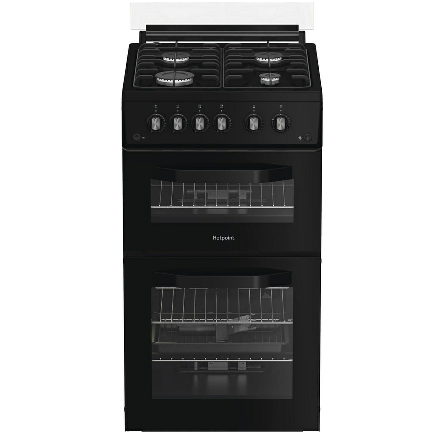 Hotpoint HDG5GCB 50cm Gas Cooker With Double Oven & Glass Lid
