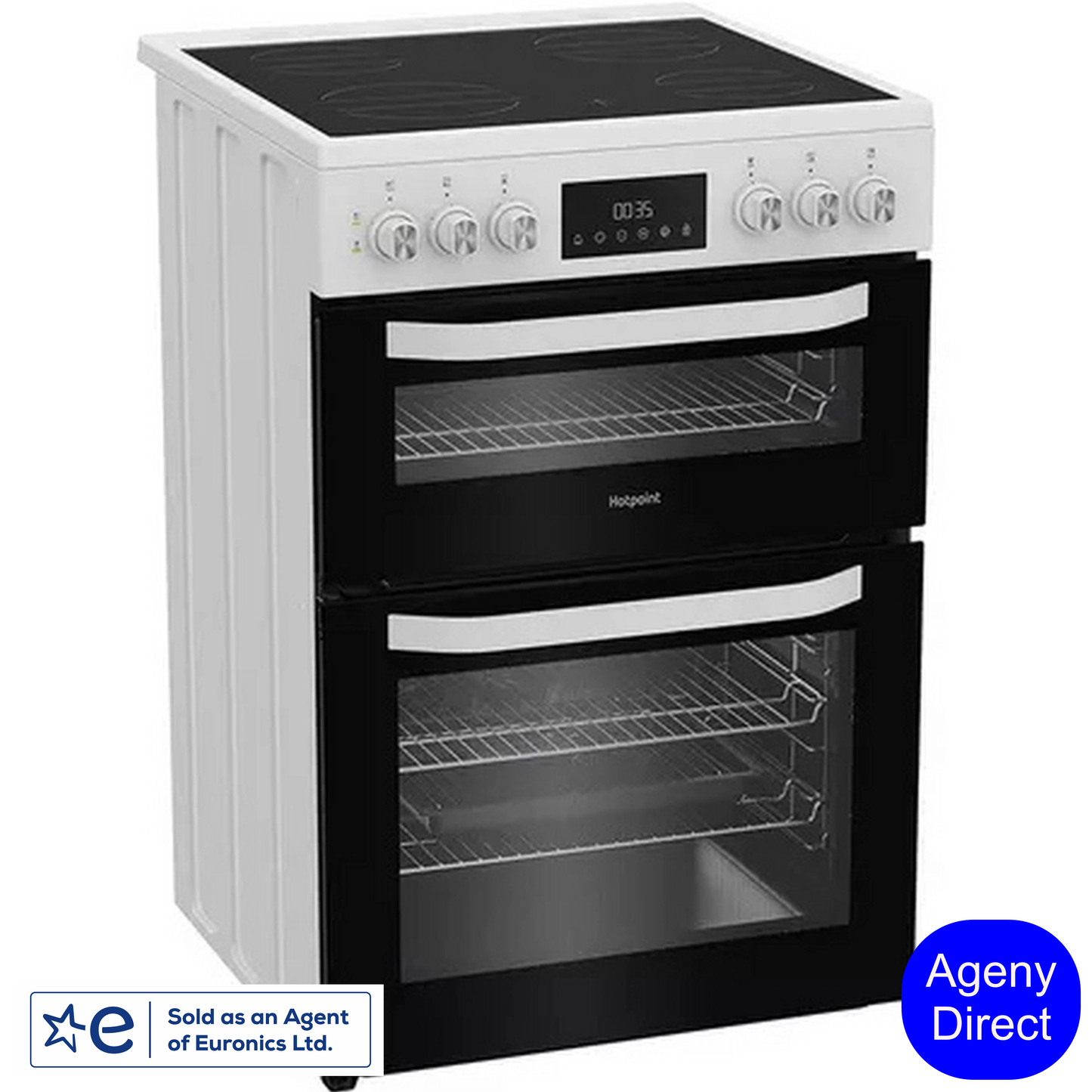 Hotpoint HDE6VDW 60cm Electric Cooker With Double Oven