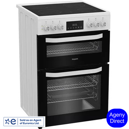 Hotpoint HDE6VDW 60cm Electric Cooker With Double Oven