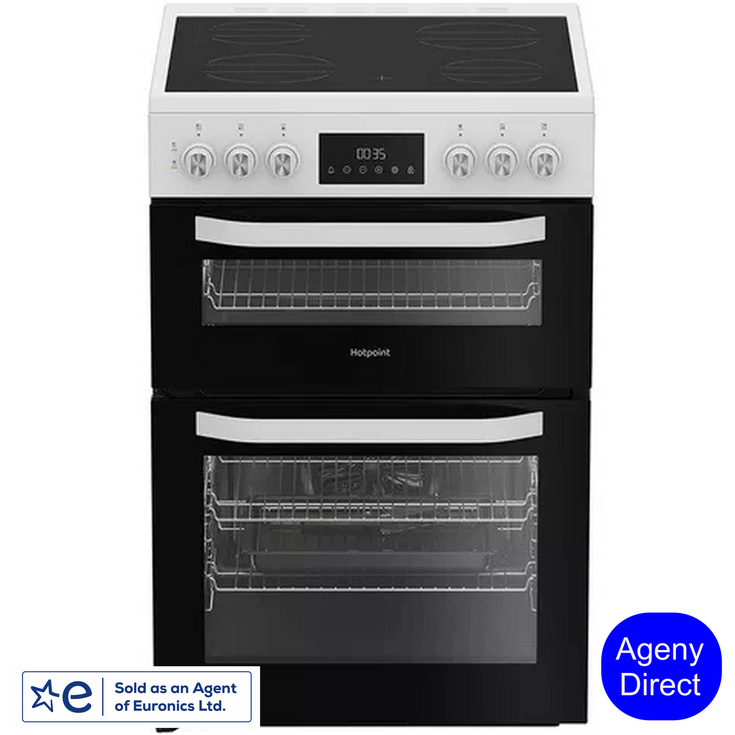 Hotpoint HDE6VDW 60cm Electric Cooker With Double Oven