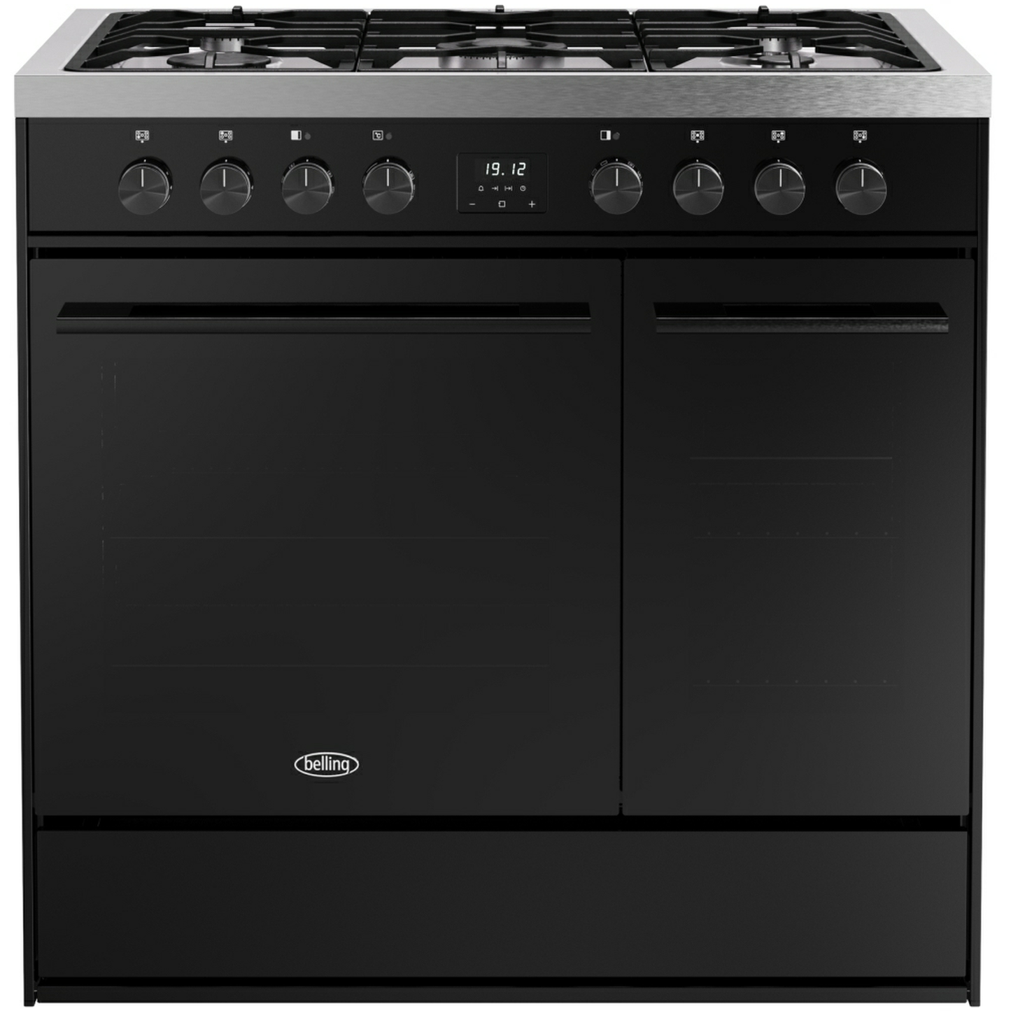 Belling Vision+ 90DFT Black Steel Dual Fuel Range Cooker
