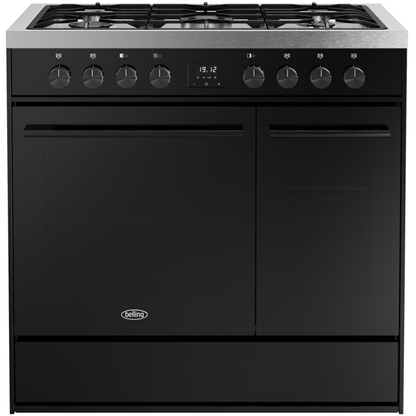 Belling Vision+ 90DFT Black Steel Dual Fuel Range Cooker