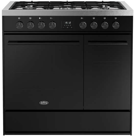Belling Vision+ 90DFT Black Steel Dual Fuel Range Cooker