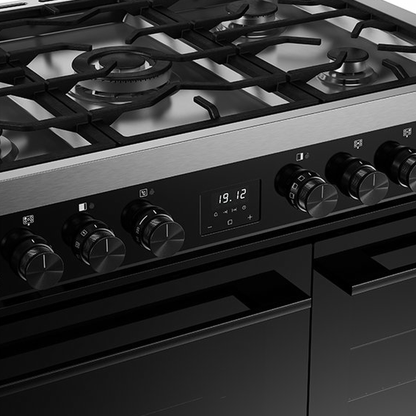 Belling Vision+ 90DFT Black Steel Dual Fuel Range Cooker
