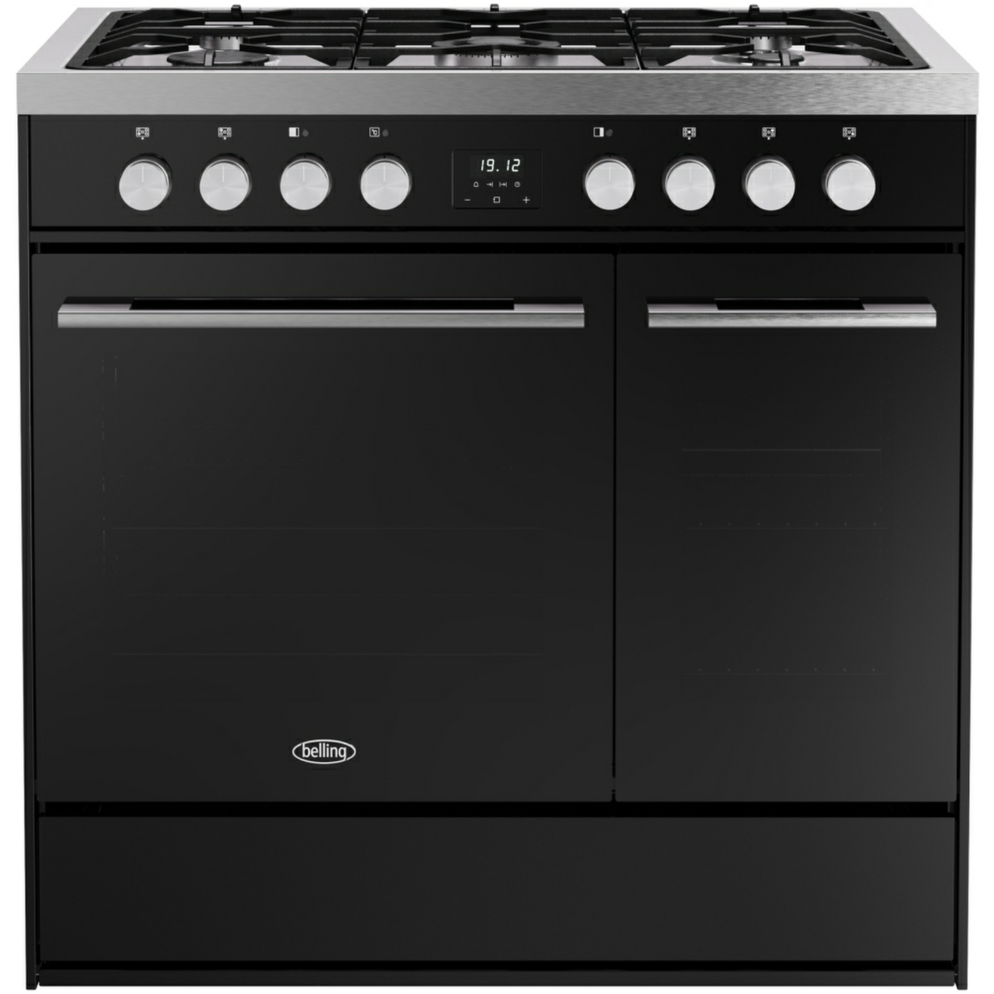 Belling Vision+ 90DFT Black & Silver Steel Dual Fuel Range Cooker