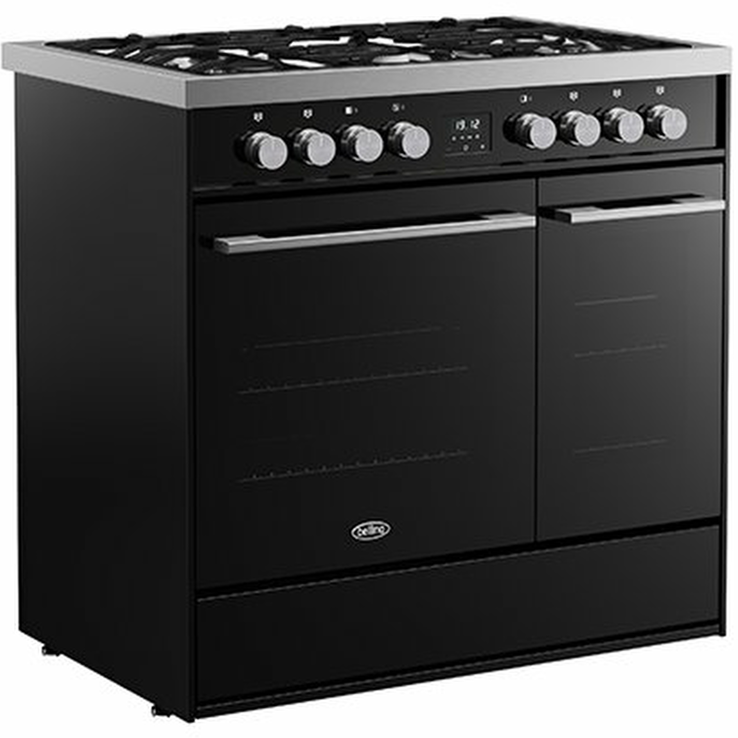 Belling Vision+ 90DFT Black & Silver Steel Dual Fuel Range Cooker