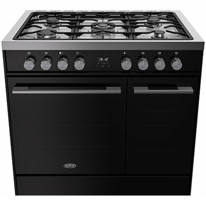 Belling Vision+ 90DFT Black & Silver Steel Dual Fuel Range Cooker