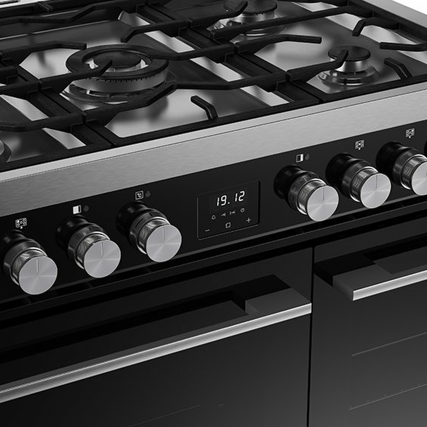 Belling Vision+ 90DFT Black & Silver Steel Dual Fuel Range Cooker