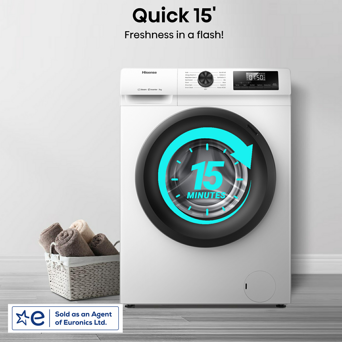 Hisense WF1Q7021BW 1200 Spin 7Kg Load Washing Machine ( Shallow Depth Only 43.5cm )