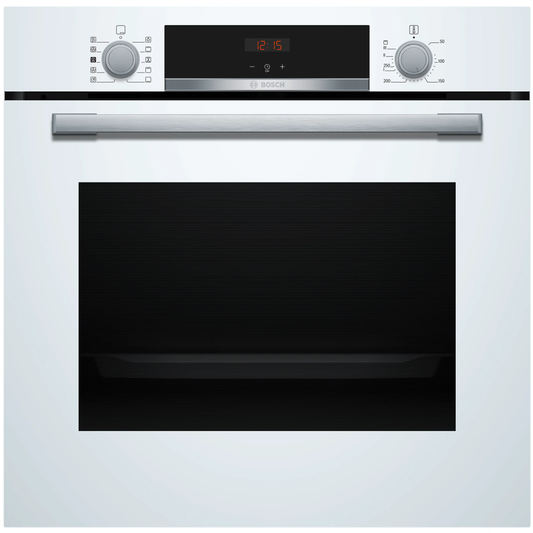 Bosch HQA534BW3B ( Series 4 ) White Built-In Single Fan Oven With Added Steam