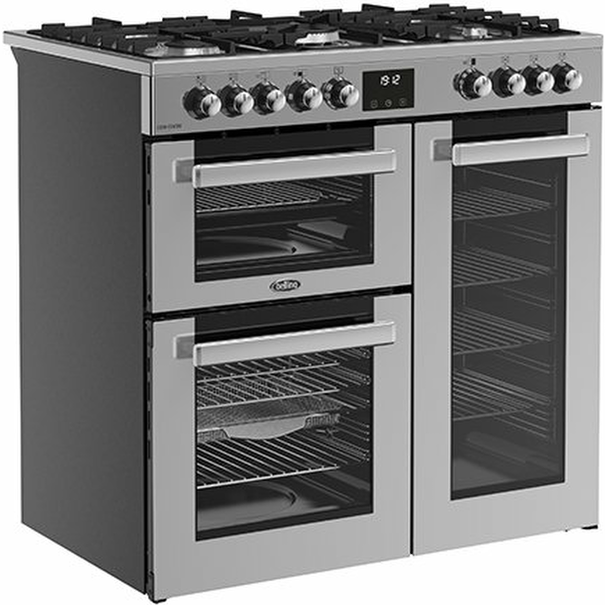 Belling Cookcentre 90DFT Stainless Steel Dual Fuel Range Cooker