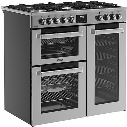 Belling Cookcentre 90DFT Stainless Steel Dual Fuel Range Cooker