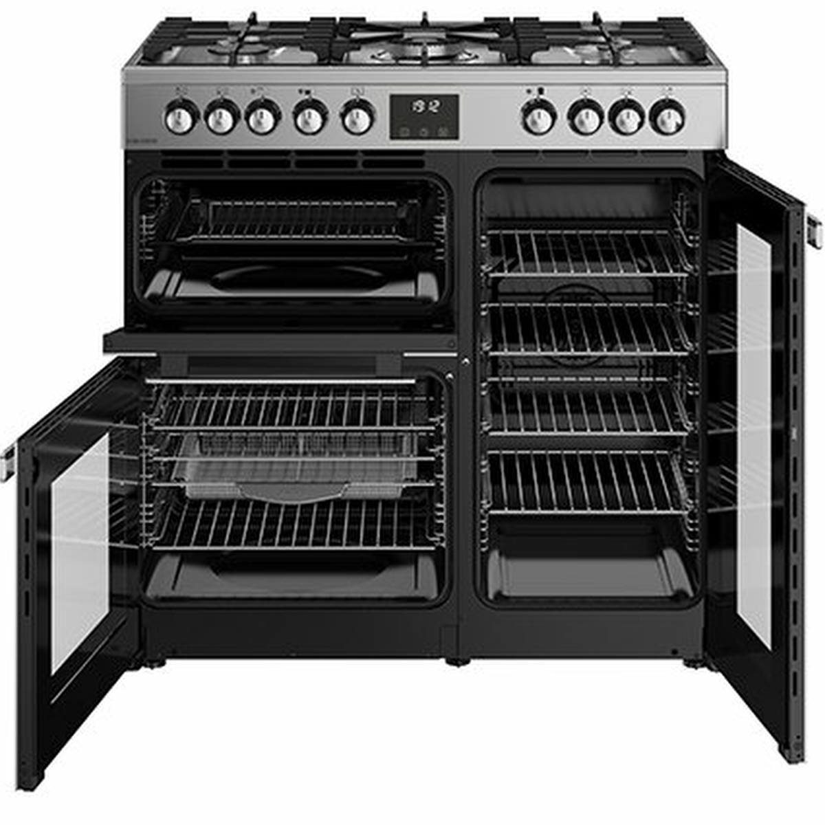 Belling Cookcentre 90DFT Stainless Steel Dual Fuel Range Cooker