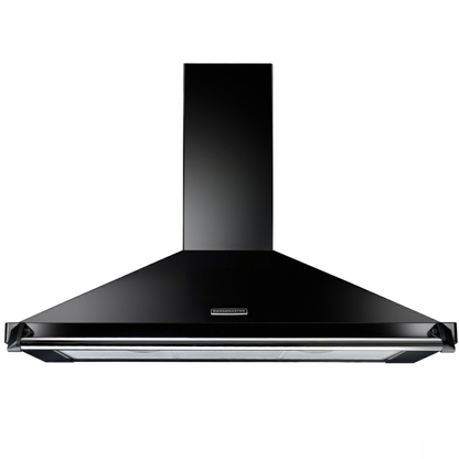 Rangemaster RCLAHDC90BL/C 90CM Black Chimney Cooker Hood With Chrome Rail