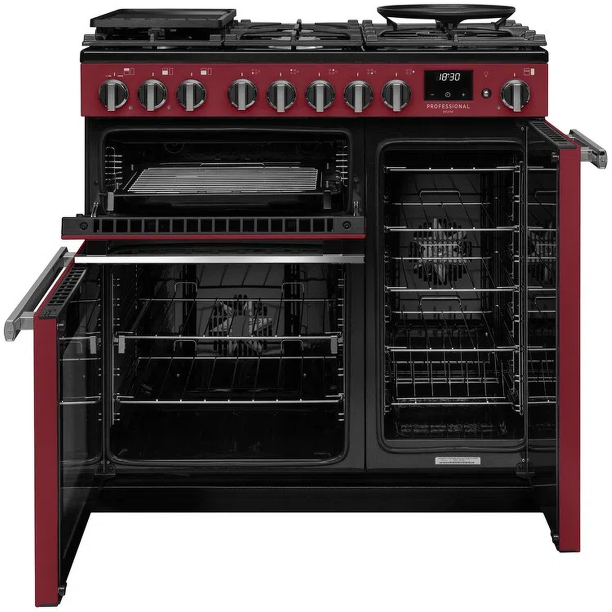 Rangemaster PRDL90DFPBOR/CM1 Professional Deluxe Bordeaux Dual Fuel Range Cooker