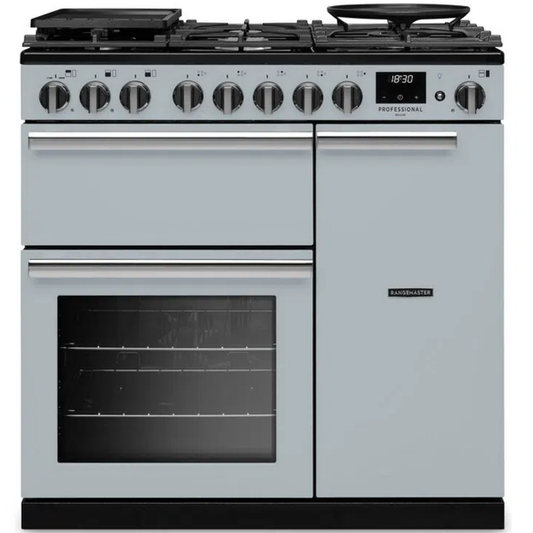 Rangemaster PRDL90DFPMSB/CM1 Professional Deluxe Misty Blue Dual Fuel Range Cooker